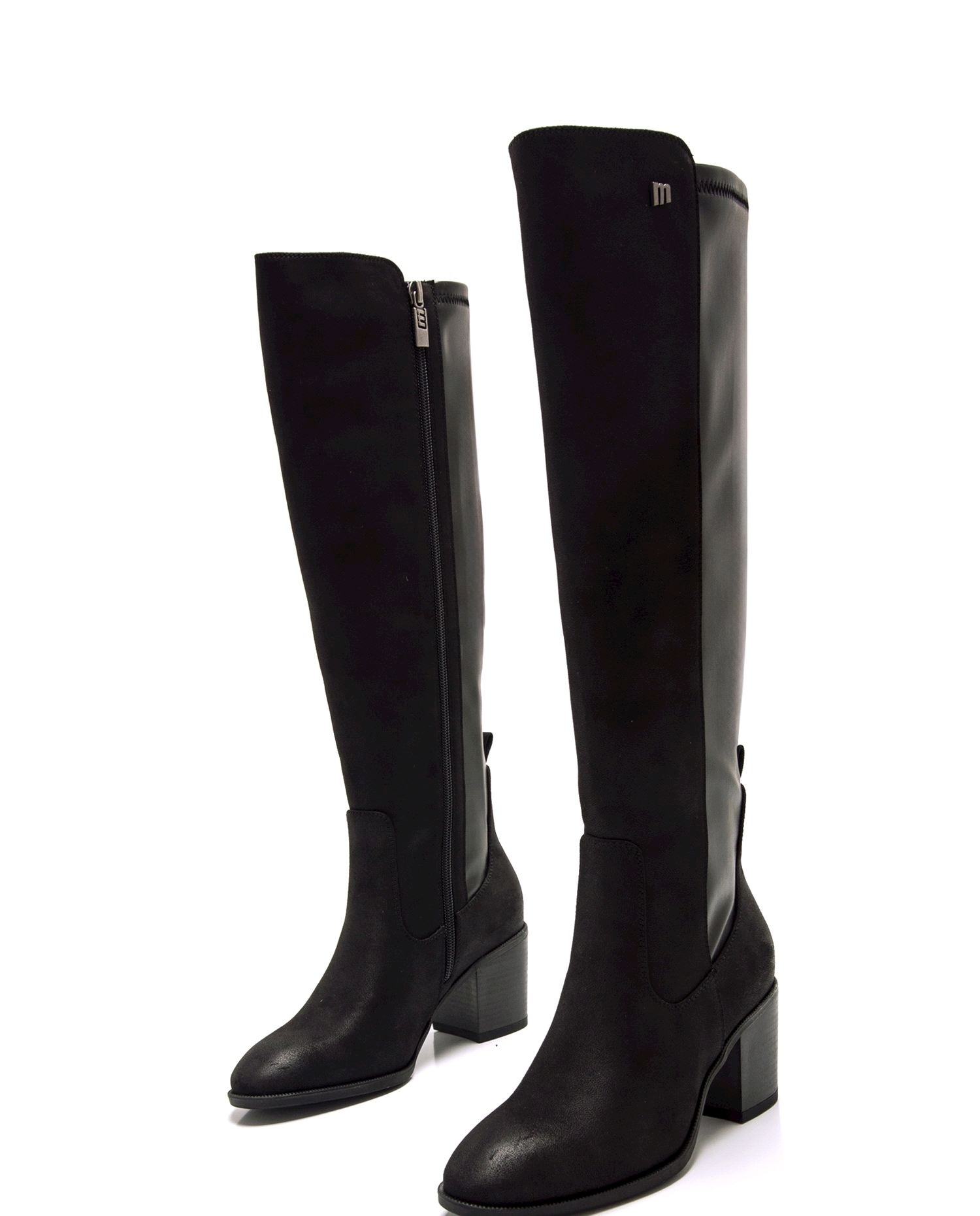 Botas básicas altas de mujer con tacón ancho - Mustang - Negro Negro-3