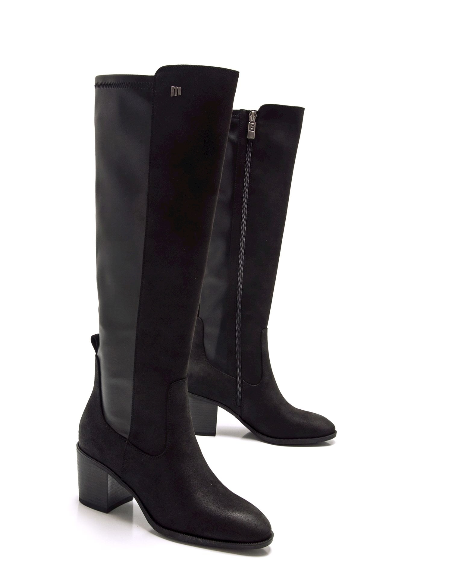Botas básicas altas de mujer con tacón ancho - Mustang - Negro Negro-4