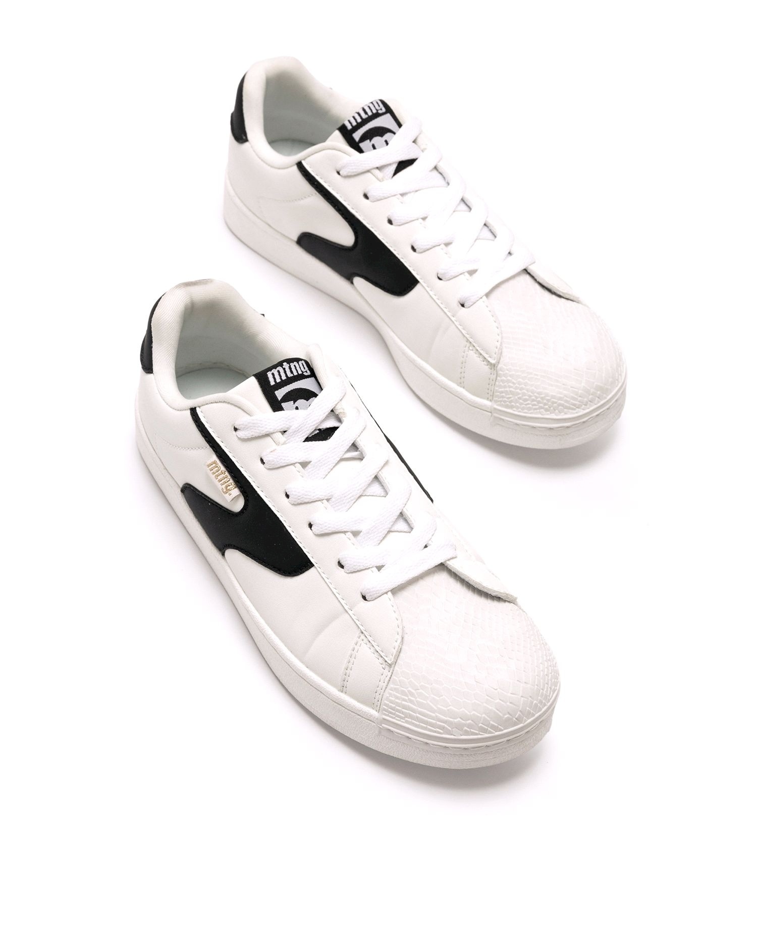 Zapatillas deportivas de mujer con piso doble estilo bamba - Mustang - Blanco / Negro Blanco / Negro-2