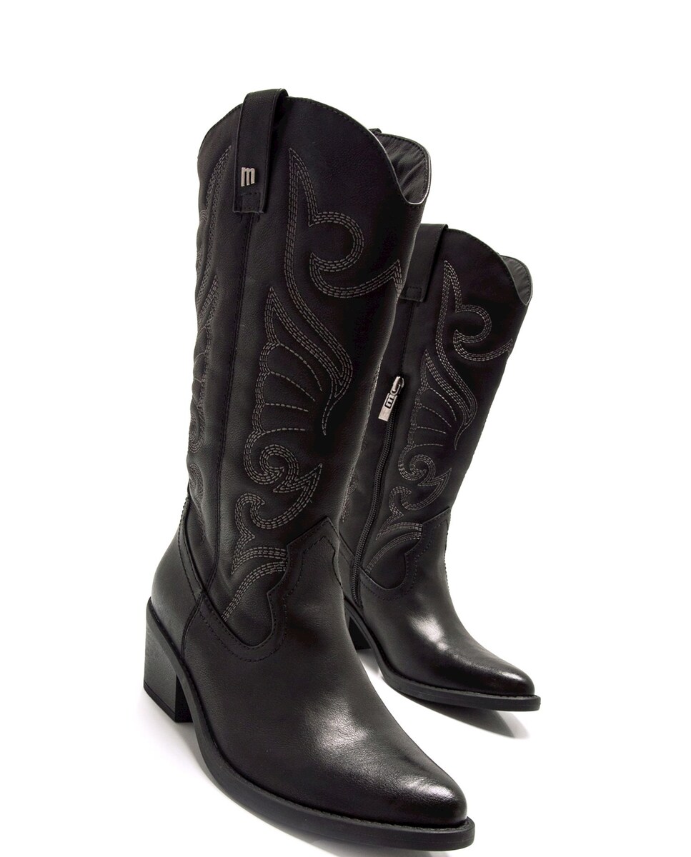 Corte Inglés Botas Negras Estilo Cowboy Botas Tacon Ancho Mustang