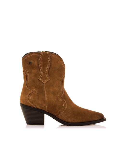 Imagen 0 de Botines de mujer en piel de serraje y tacón cowboy