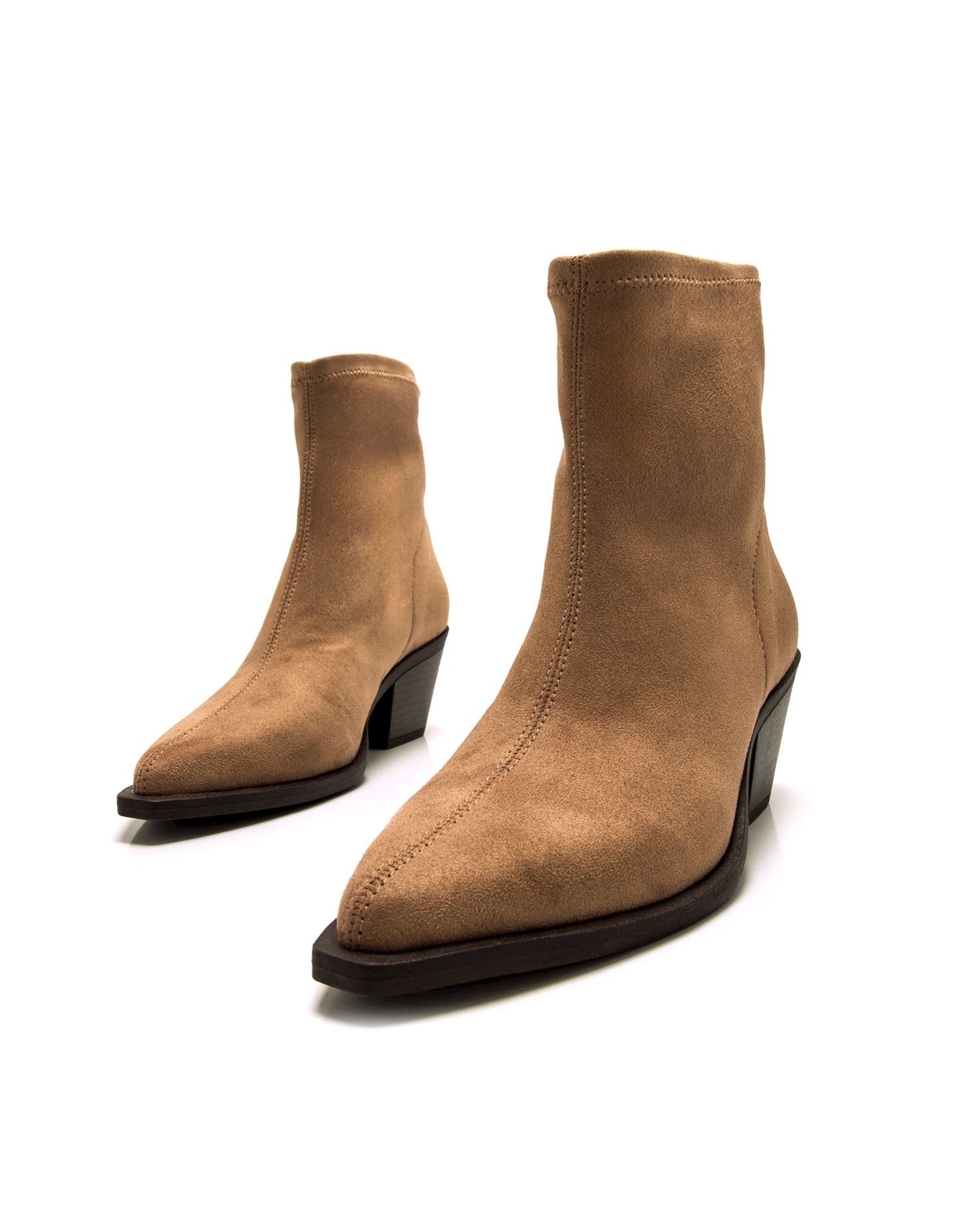 Botines de mujer con tacón cowboy - Mustang - Camel Camel-3