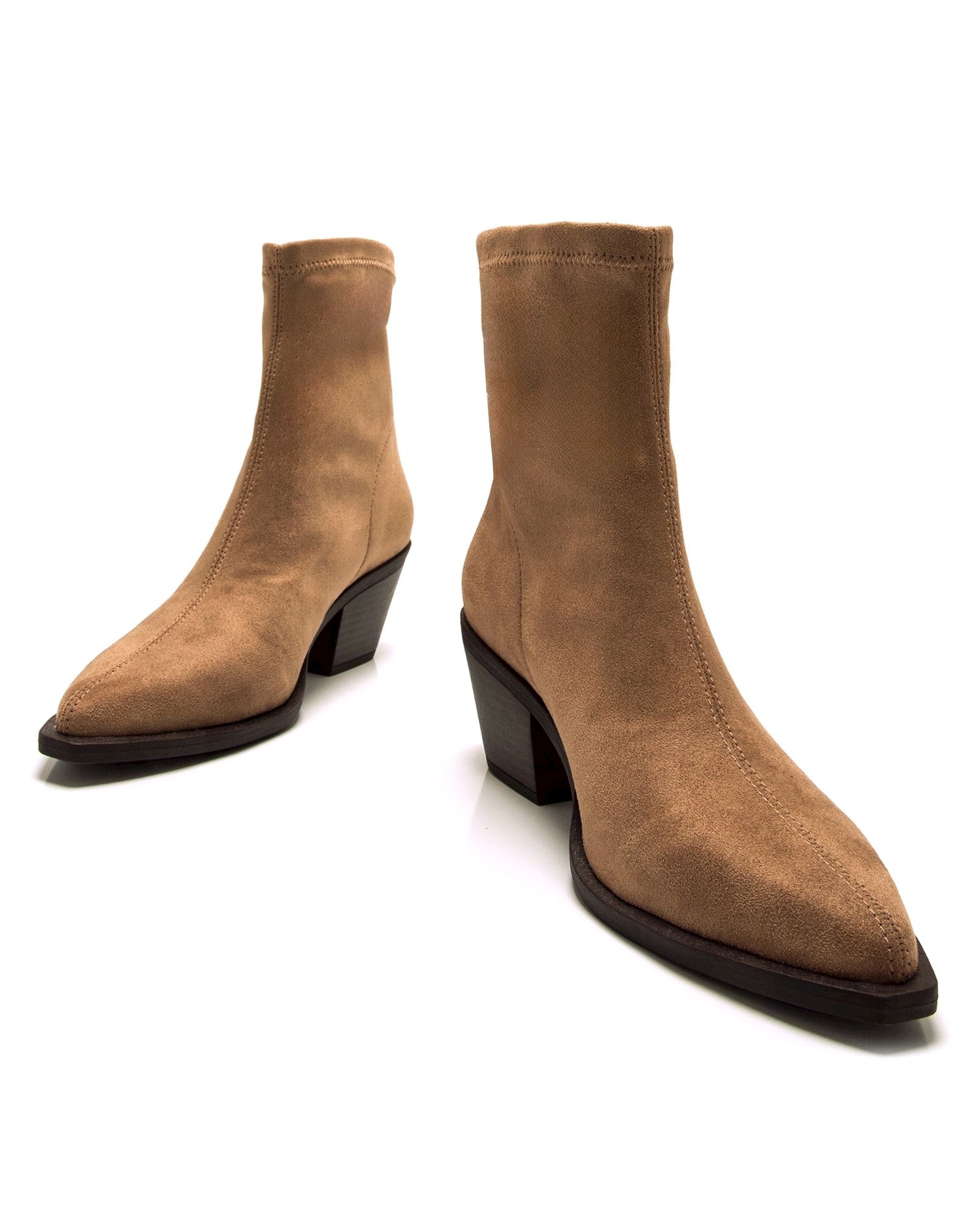 Botines de mujer con tacón cowboy - Mustang - Camel Camel-4