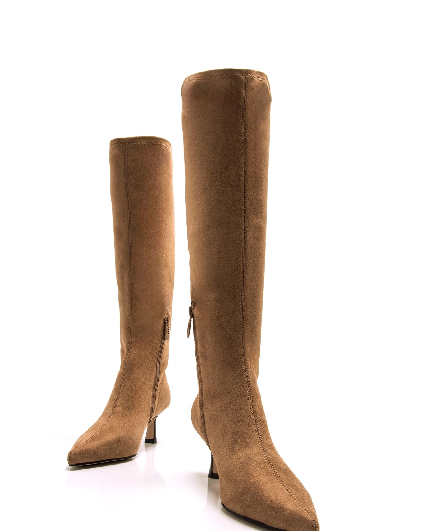 Imagen 4 de Botas altas de mujer con tacón fino y caña stretch - Crudo Crudo
