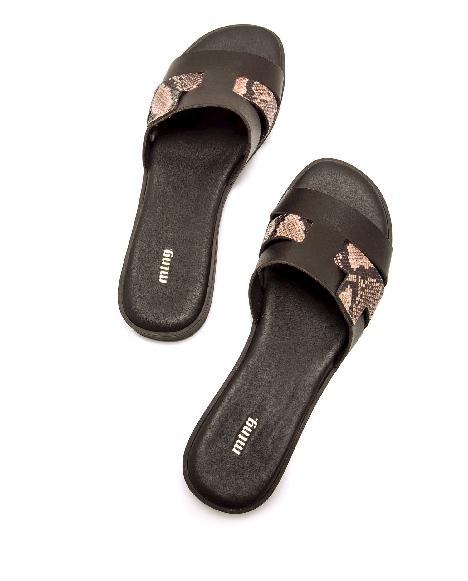 Sandalias planas de mujer en piel - Mustang - Marrón chocolate Marrón chocolate-2