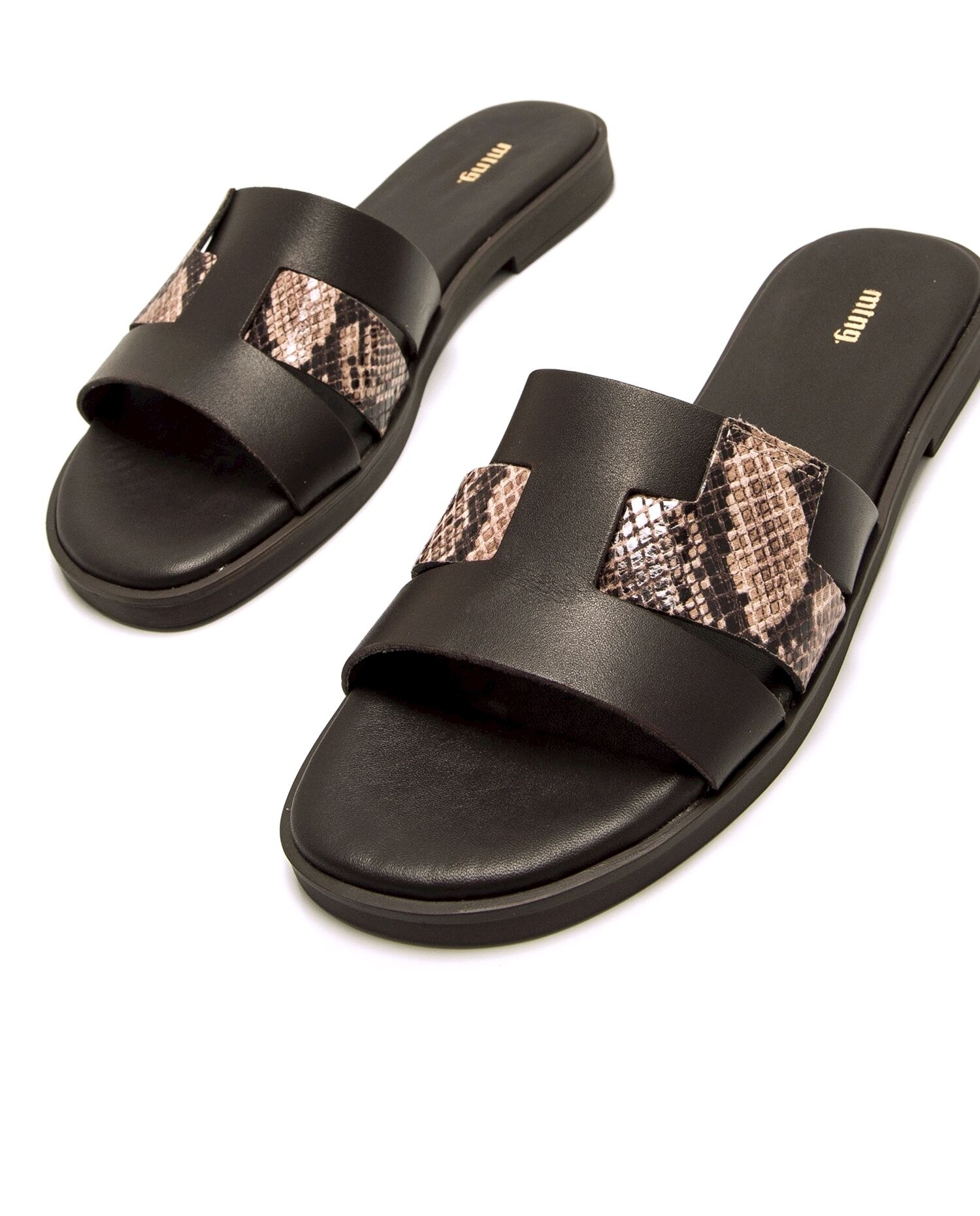 Sandalias planas de mujer en piel - Mustang - Marrón chocolate Marrón chocolate-4