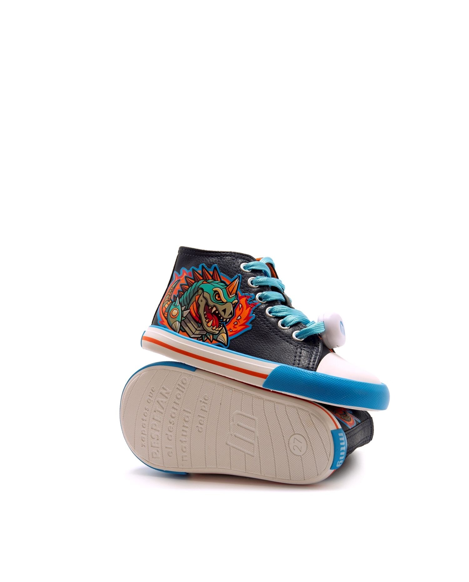 Zapatillas deportivas de niño abotinadas con piso respetuoso - Mustang - Azul Azul-6
