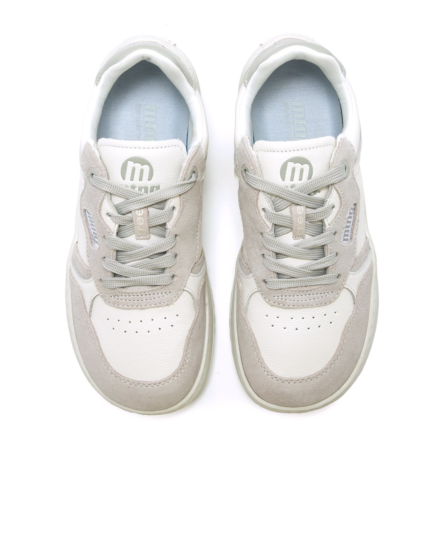 Zapatillas depotivas de mujer en piel con piso respetuoso - Mustang - Blanco / Gris Blanco / Gris-2
