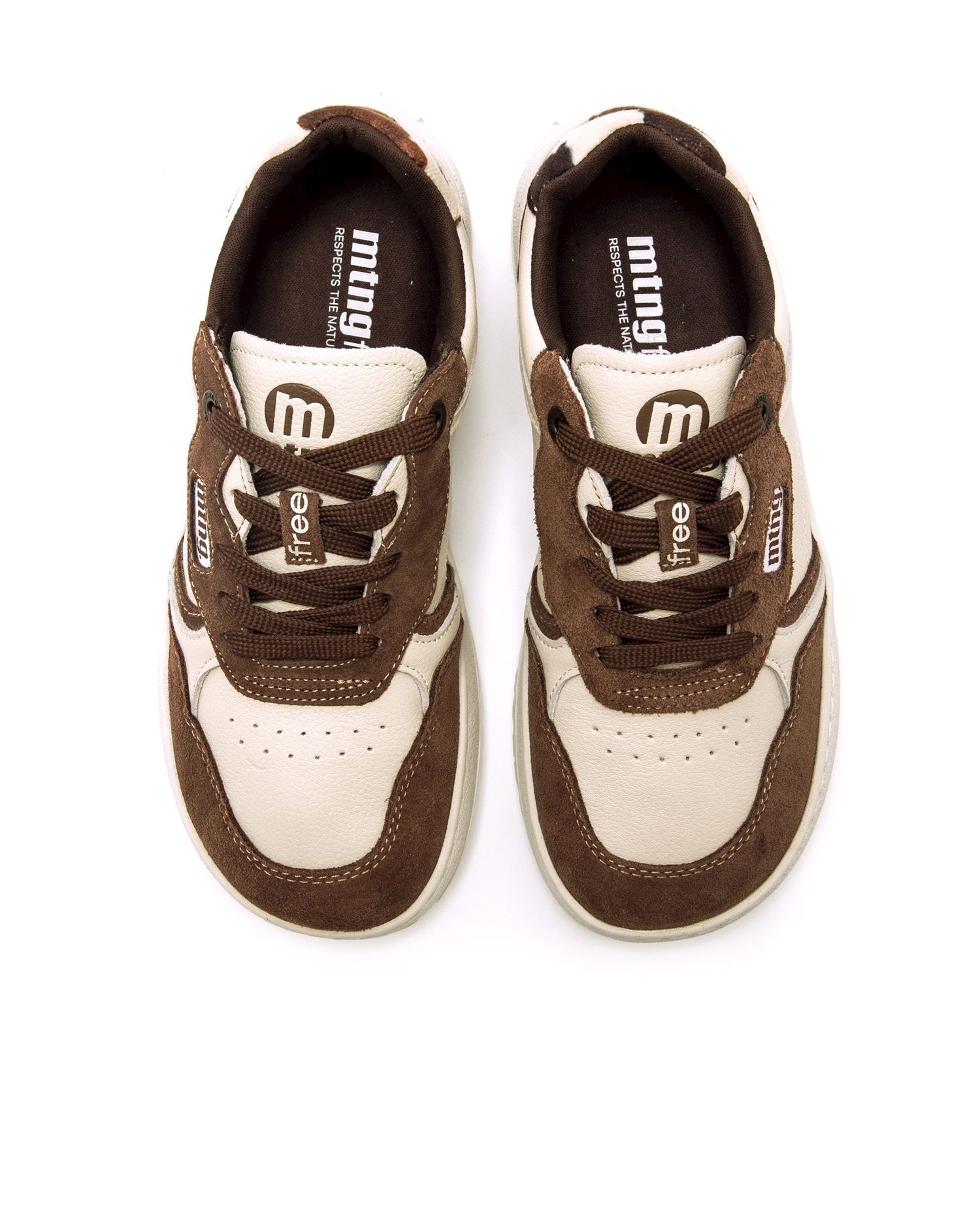 Zapatillas depotivas de mujer en piel con piso respetuoso - Mustang - Marrón claro Marrón / Blanco roto-3