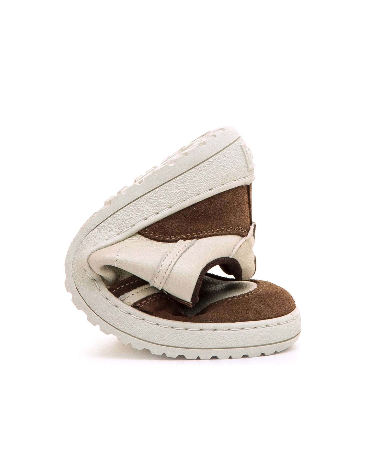 Zapatillas depotivas de mujer en piel con piso respetuoso - Mustang - Marrón claro Marrón / Blanco roto-2