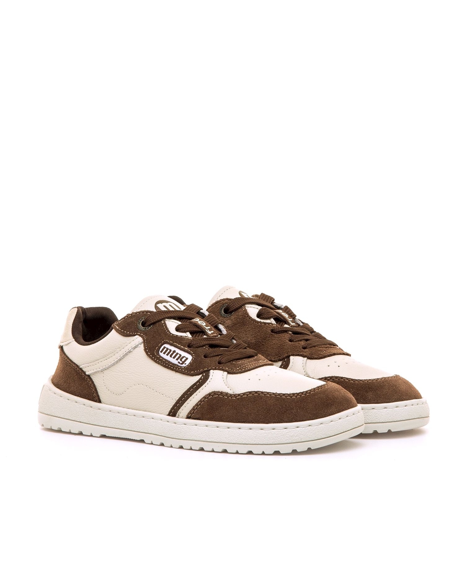 Zapatillas depotivas de mujer en piel con piso respetuoso - Mustang - Marrón claro Marrón / Blanco roto-4