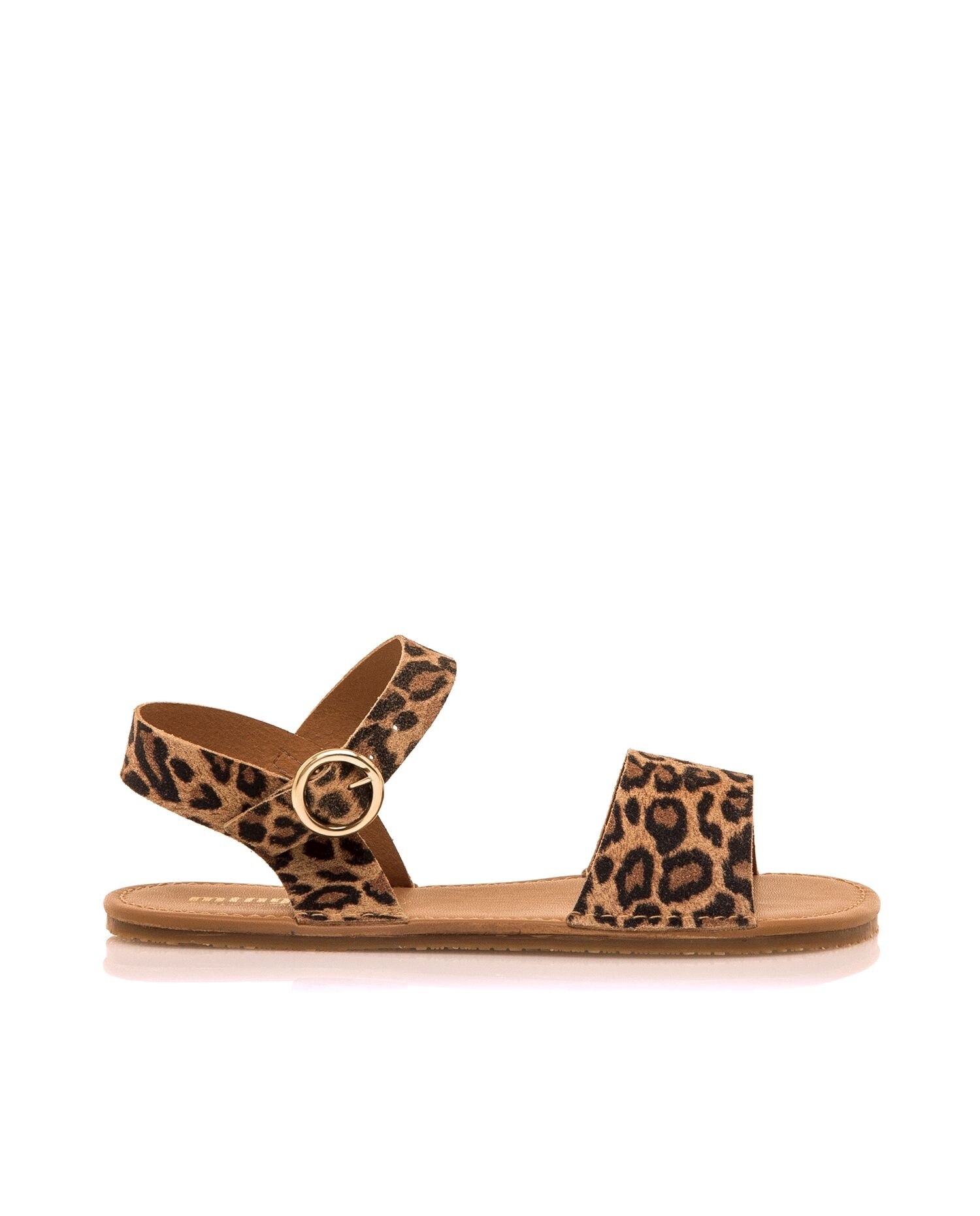 Sandalias planas de mujer en piel de serraje con piso barefoot - Mustang - Naranja Naranja-1