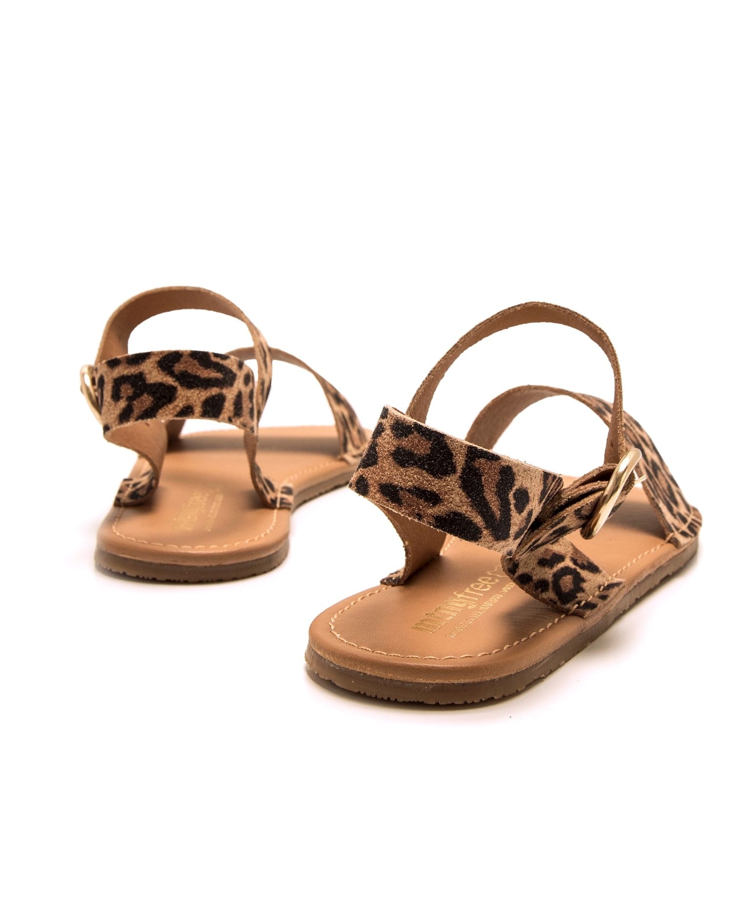 Sandalias planas de mujer en piel de serraje con piso barefoot - Mustang - Naranja Naranja-2