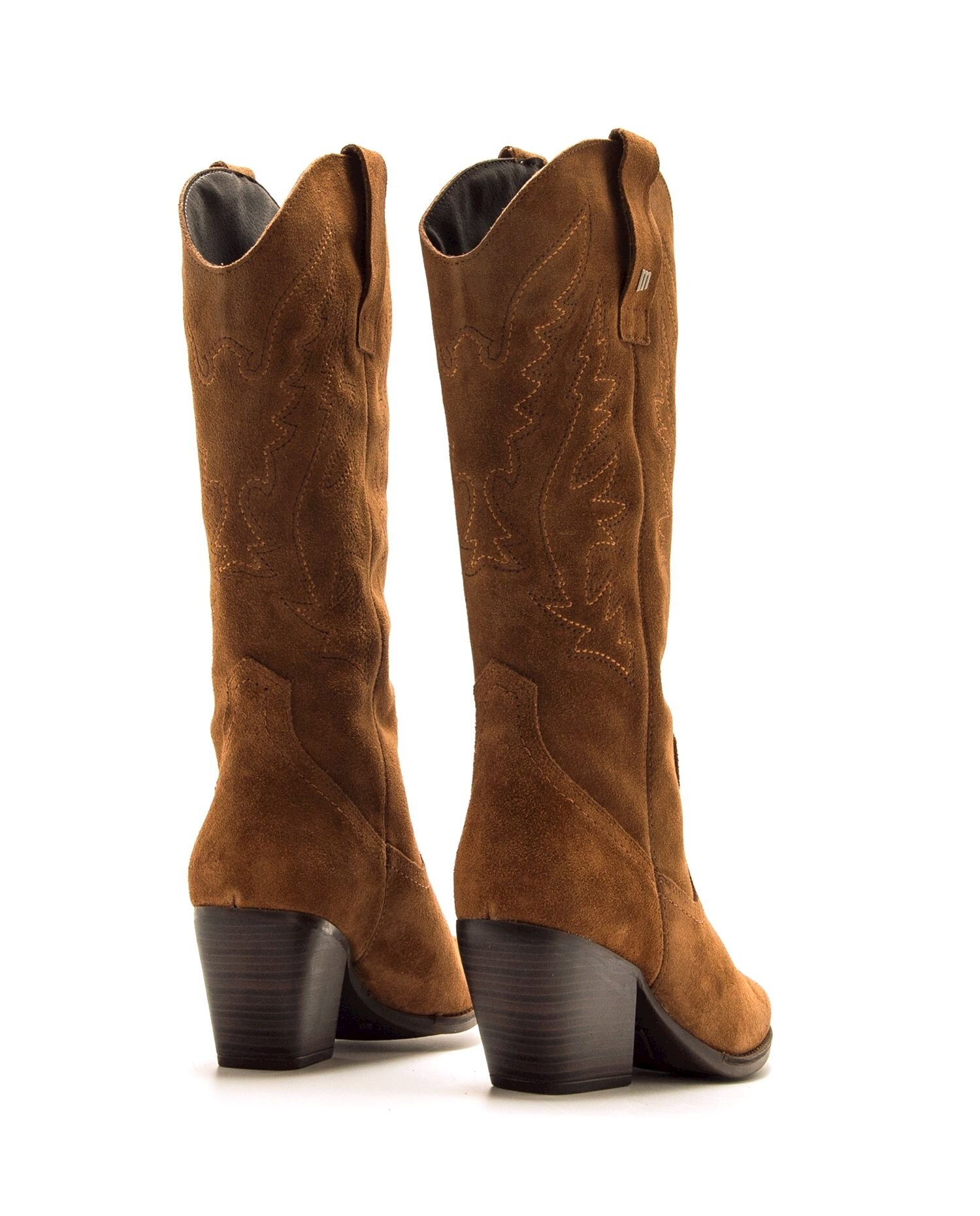Botas altas de mujer en piel estilo cowboy - Mustang - Avellana Avellana-3