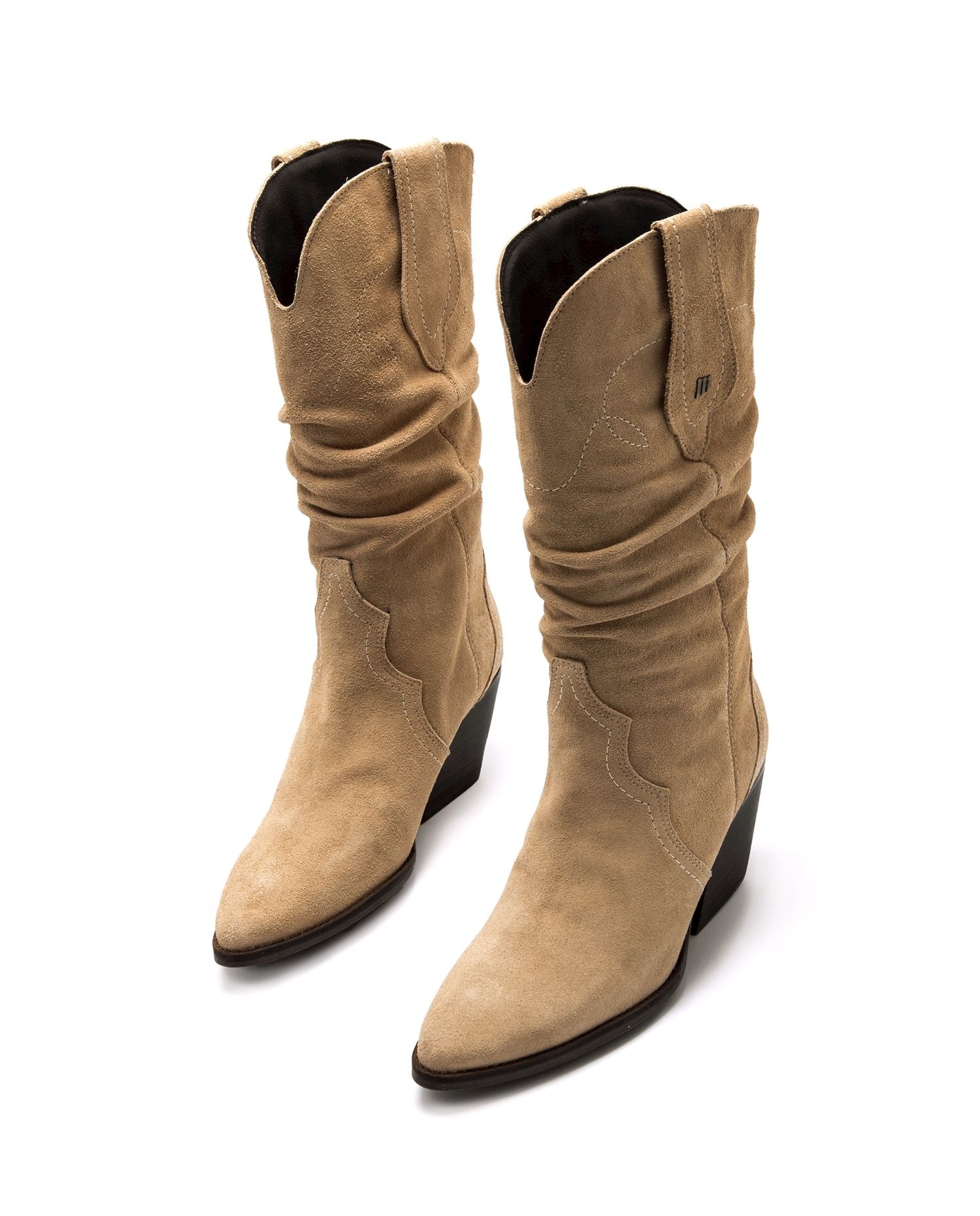 Imagen 4 de Botas altas de piel para mujer con tacón cowboy - Mustang - Natural Natural