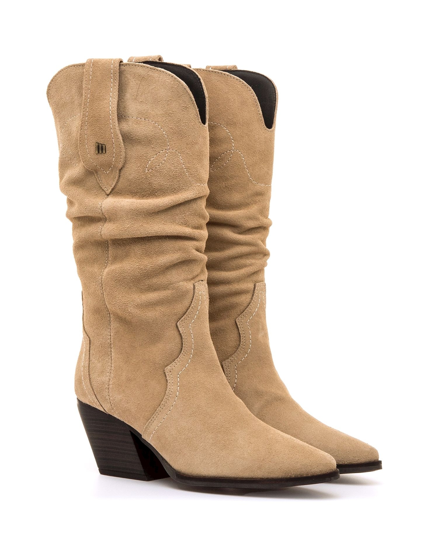 Imagen 5 de Botas altas de piel para mujer con tacón cowboy - Mustang - Natural Natural
