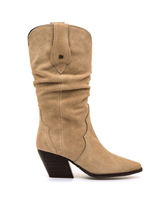 Imagen 0 de Botas altas de piel para mujer con tacón cowboy