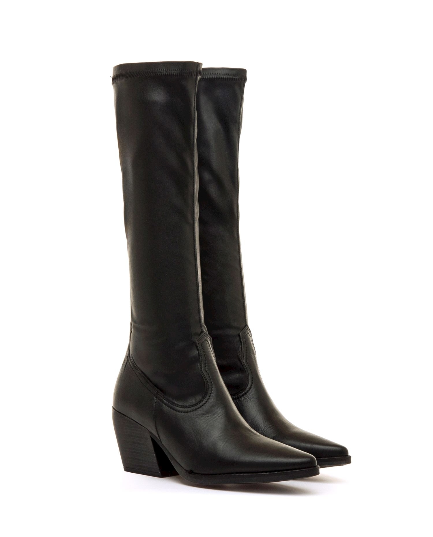 Botas cowboy para mujer en piel y caña stretch - Mustang - Negro Negro-4