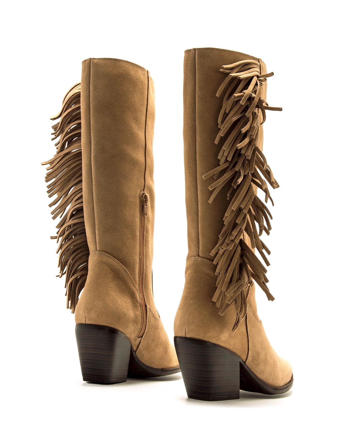 Botas altas de piel para mujer con tacón cowboy - Mustang - Natural Natural-2