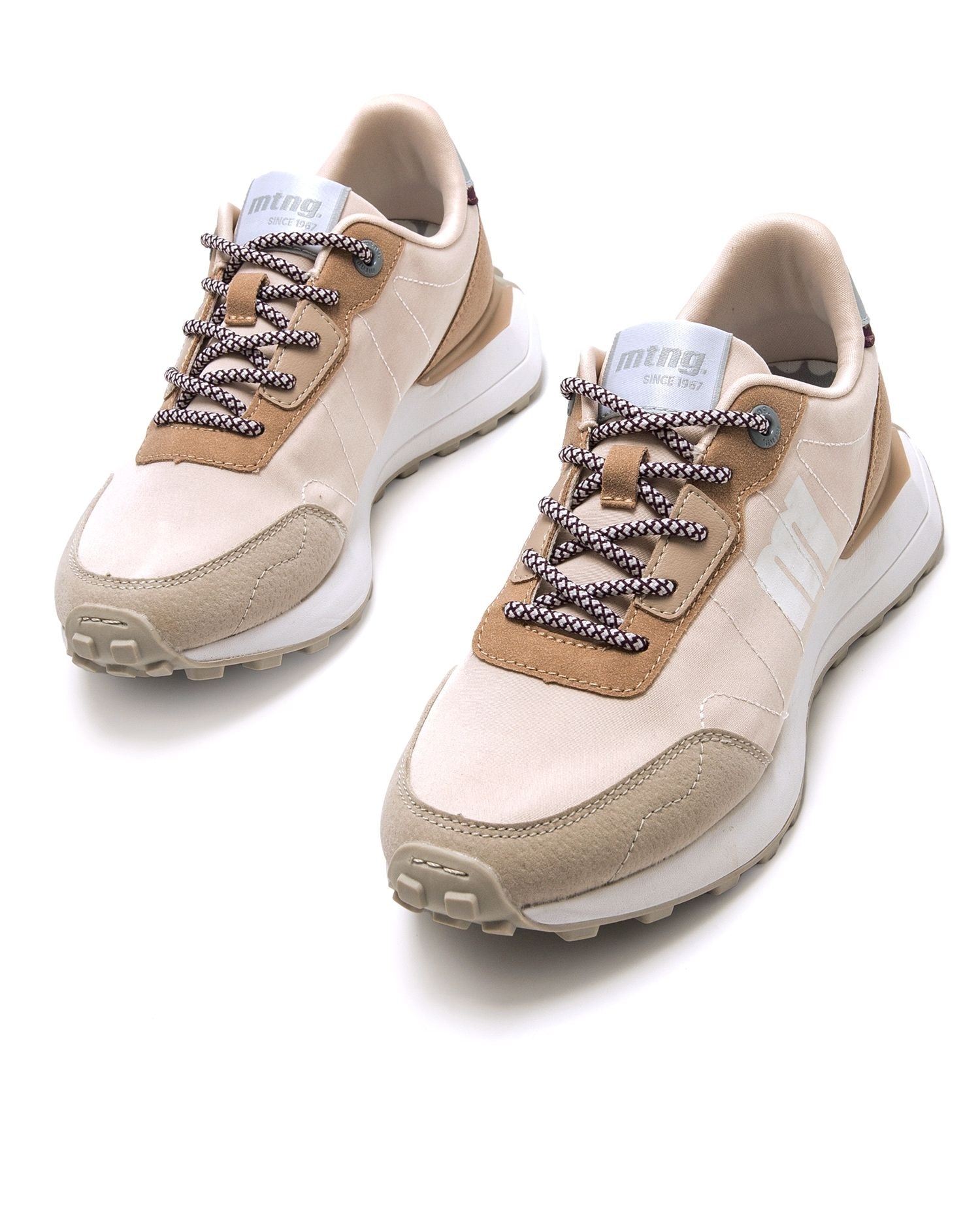 Zapatillas deportivas de mujer con piso grueso - Mustang Beige/Rosa-3