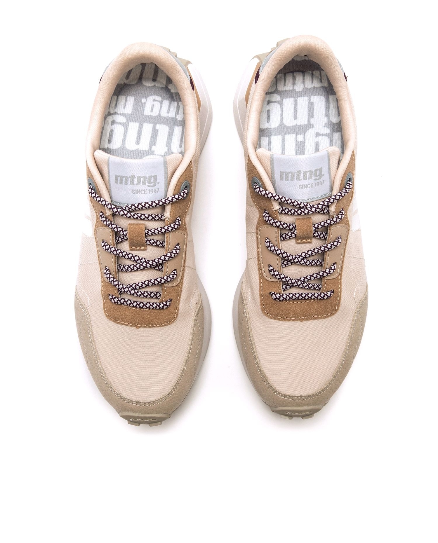 Zapatillas deportivas de mujer con piso grueso - Mustang Beige/Rosa-4