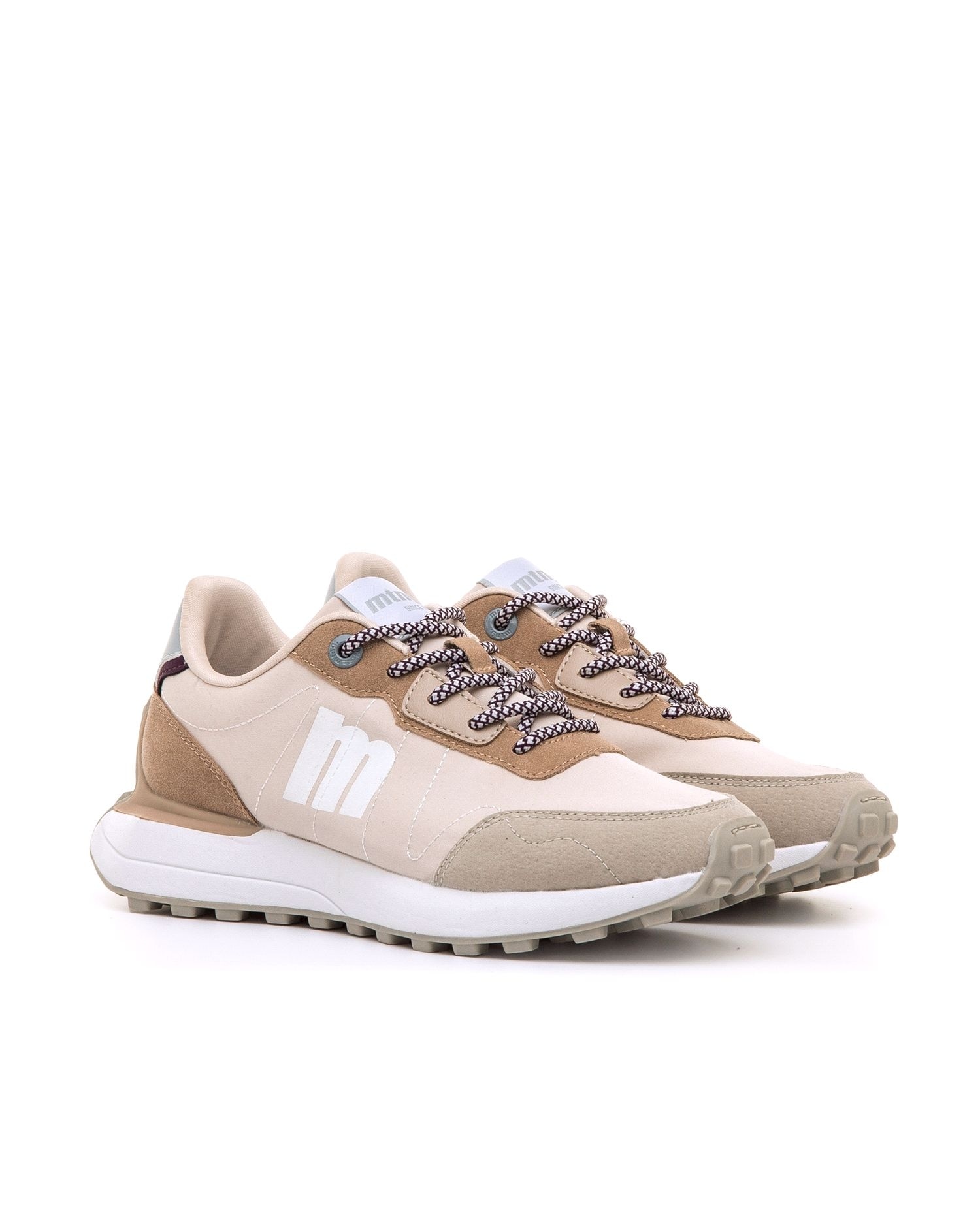 Zapatillas deportivas de mujer con piso grueso - Mustang Beige/Rosa-5