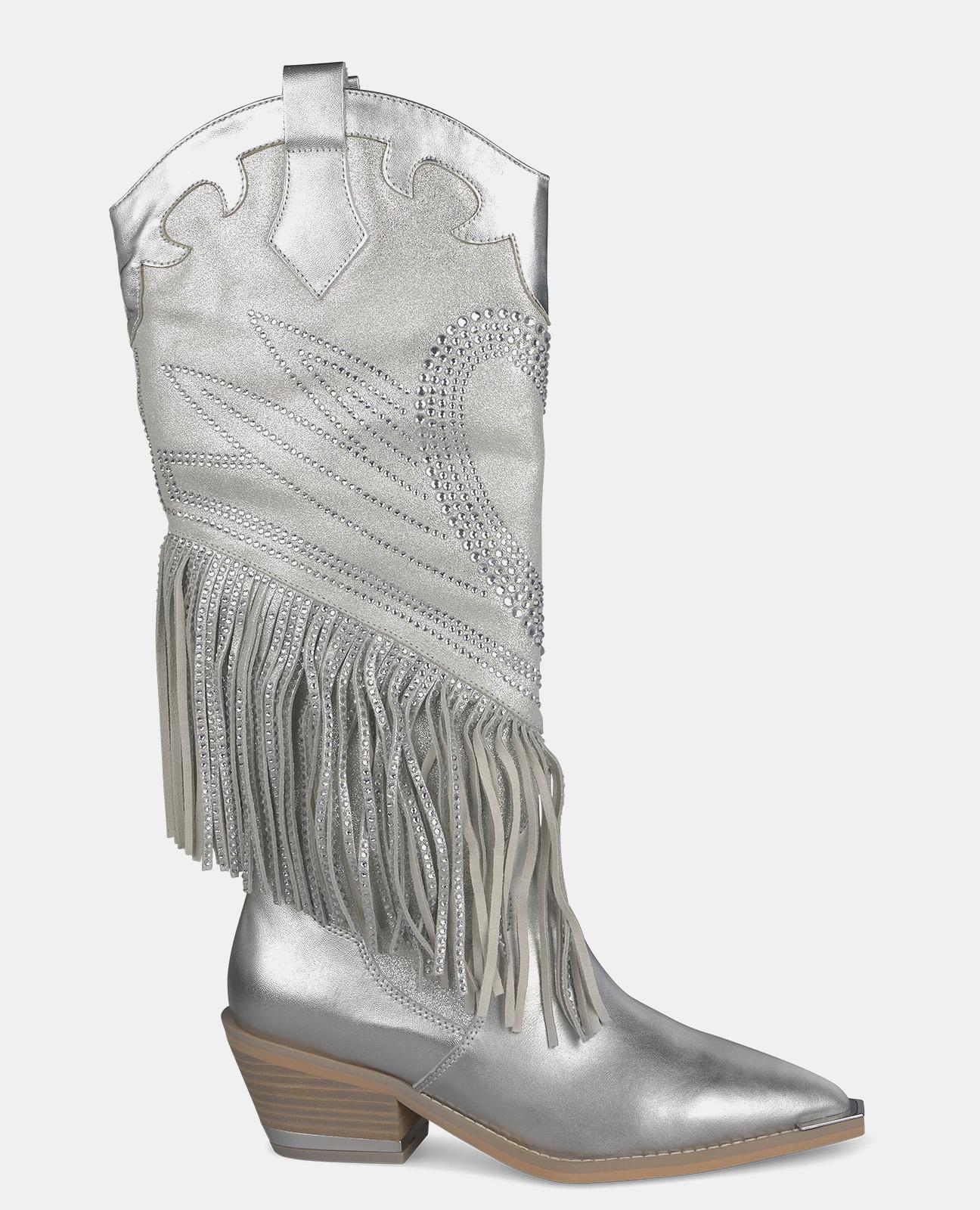 Botas de mujer en piel con flecos