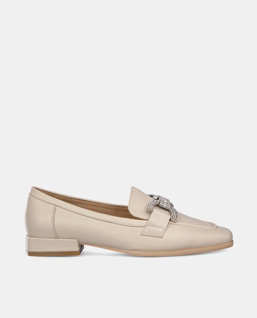 Imagen 0 de Mocasines de mujer de piel con puntera cuadrada