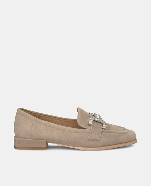 Imagen 0 de Mocasines de mujer de piel con puntera cuadrada
