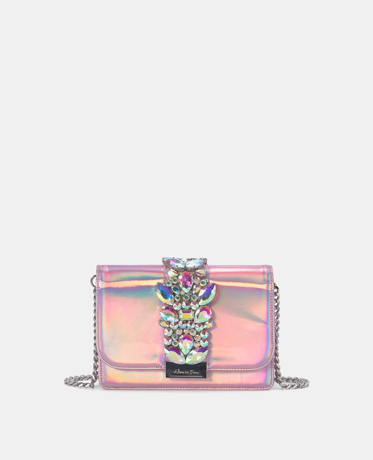 Bandolera de mujer con pedrería y asa de cadena - Alma en Pena - Rosa Rosa-1