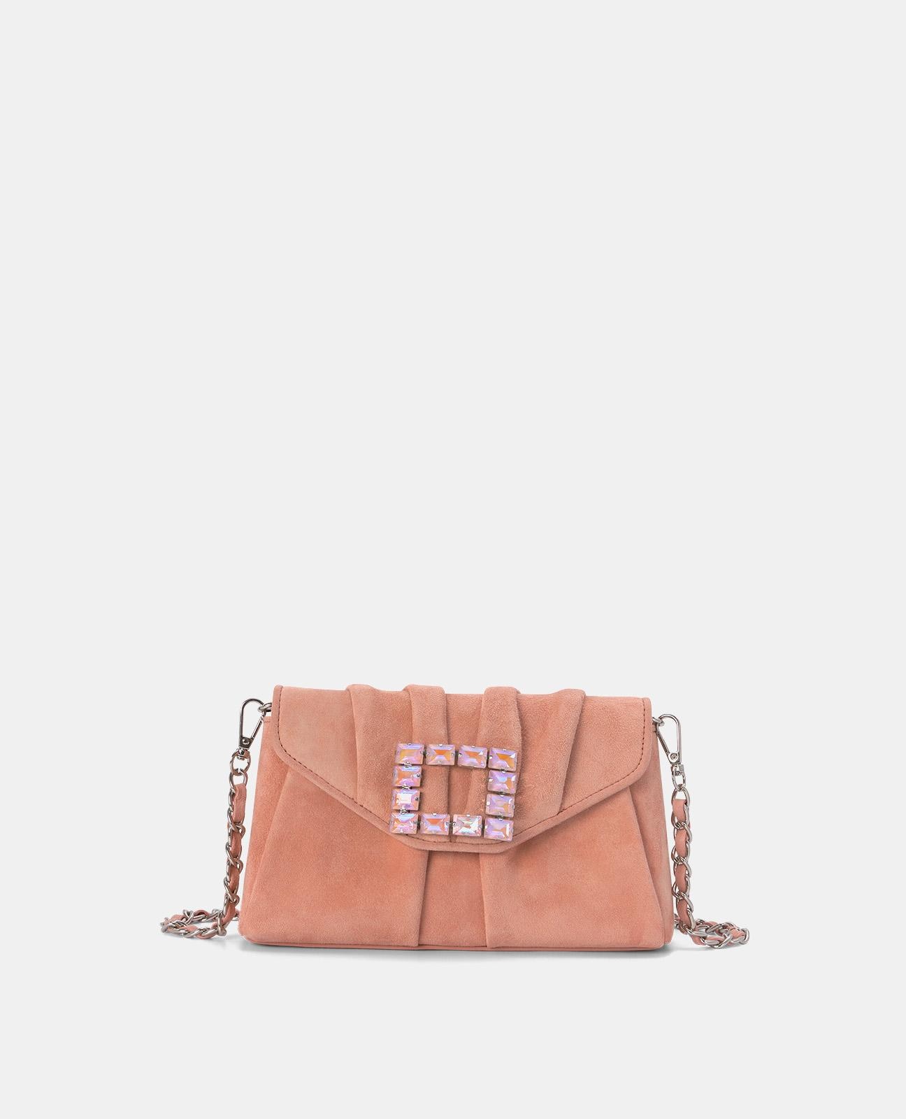 Bandolera de mujer de piel con broche cuadrado - Alma en Pena - Rosa Rosa-1