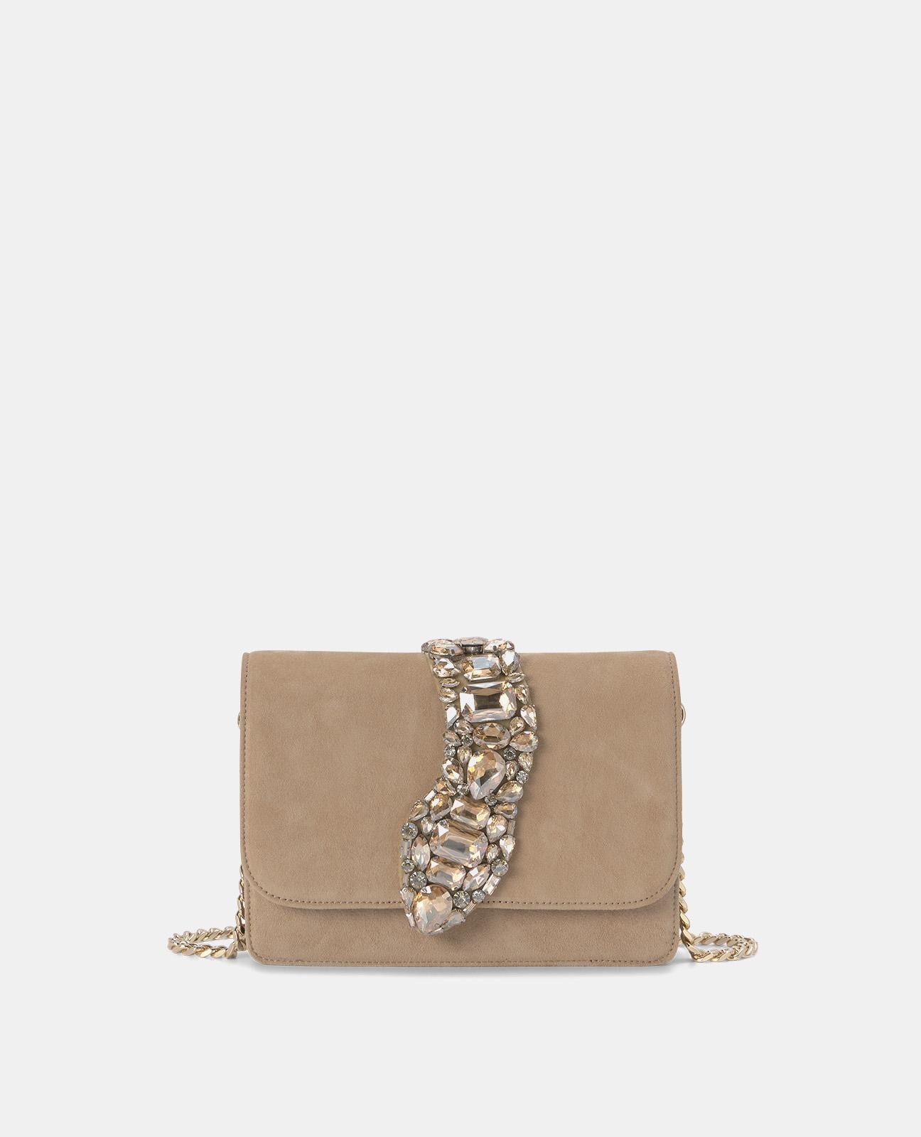 Bandolera de mujer de piel con serpiente de pedrería - Alma en Pena - Beige Beige-1
