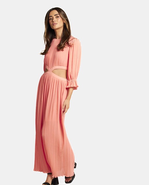 Imagen 0 de Vestido largo plisado con cut out en la cintura