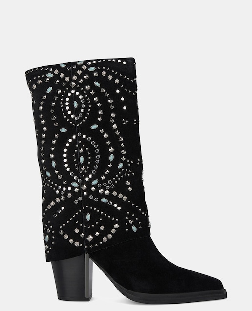 Imagen 0 de Botas de mujer de tacón en bloque y tachuelas