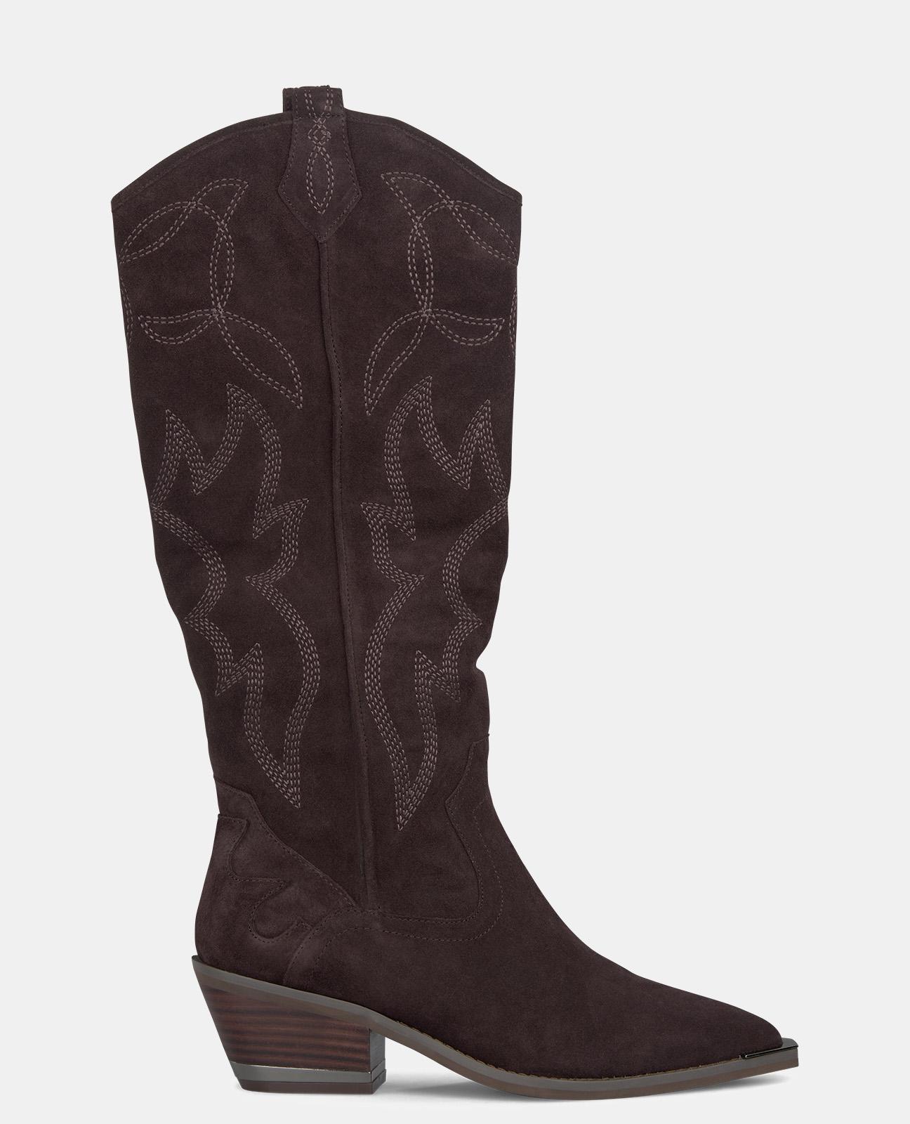 Botas de mujer de piel estilo cowboy
