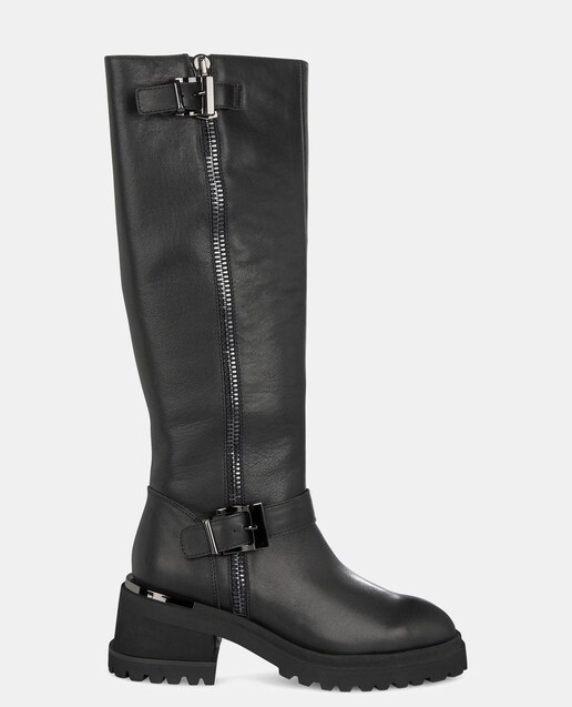 Imagen 0 de Botas de mujer de piel con puntera redonda