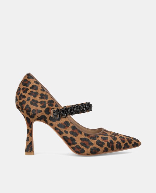 Imagen 0 de Zapatos de salón de mujer de piel con tira de pedrería