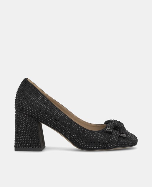 Imagen 0 de Zapatos de salón de mujer cubierto con pedrería con puntera cuadrada