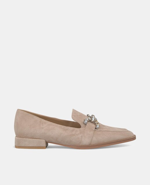 Imagen 0 de Mocasines de mujer de piel con estribo de pedrería