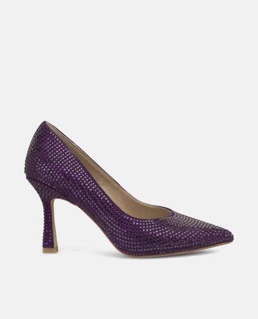 Imagen 0 de Zapatos de salón de mujer cubierto con pedrería con puntera afilada