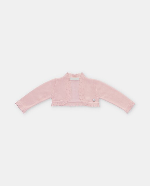 Imagen 0 de Chaqueta de niña corta bolera con detalles calados