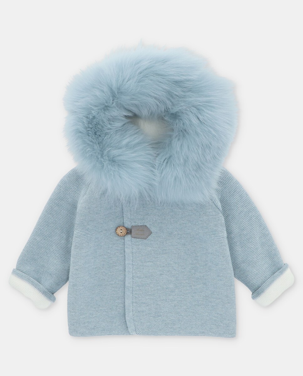 Martin Aranda Abrigo Pelo Gris Bebe Abrigo De Punto De Bebé Con