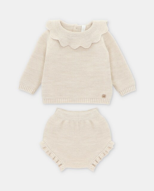 Imagen 0 de Conjunto de bebé de jubón y braguita de punto en arena