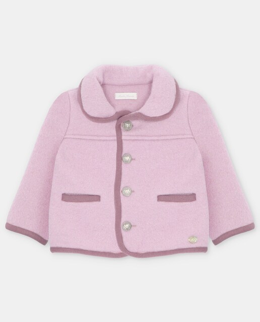 Imagen 0 de Abrigo de tela austriaca de bebé niña con cuello bebé en rosa
