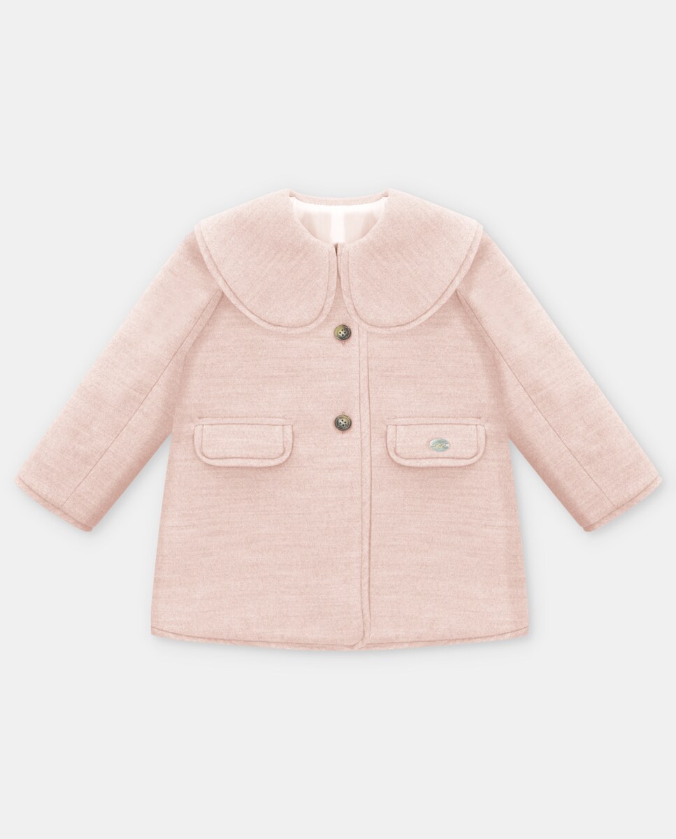 Pano Rosa Abrigo De Lana Rosa Abrigo De Paño De Niña Con Cuello