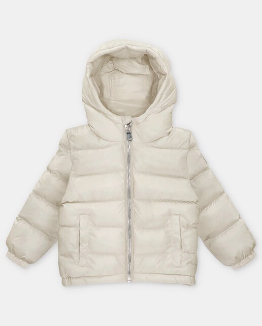 Imagen 0 de Plumífero de niño con capucha en color piedra