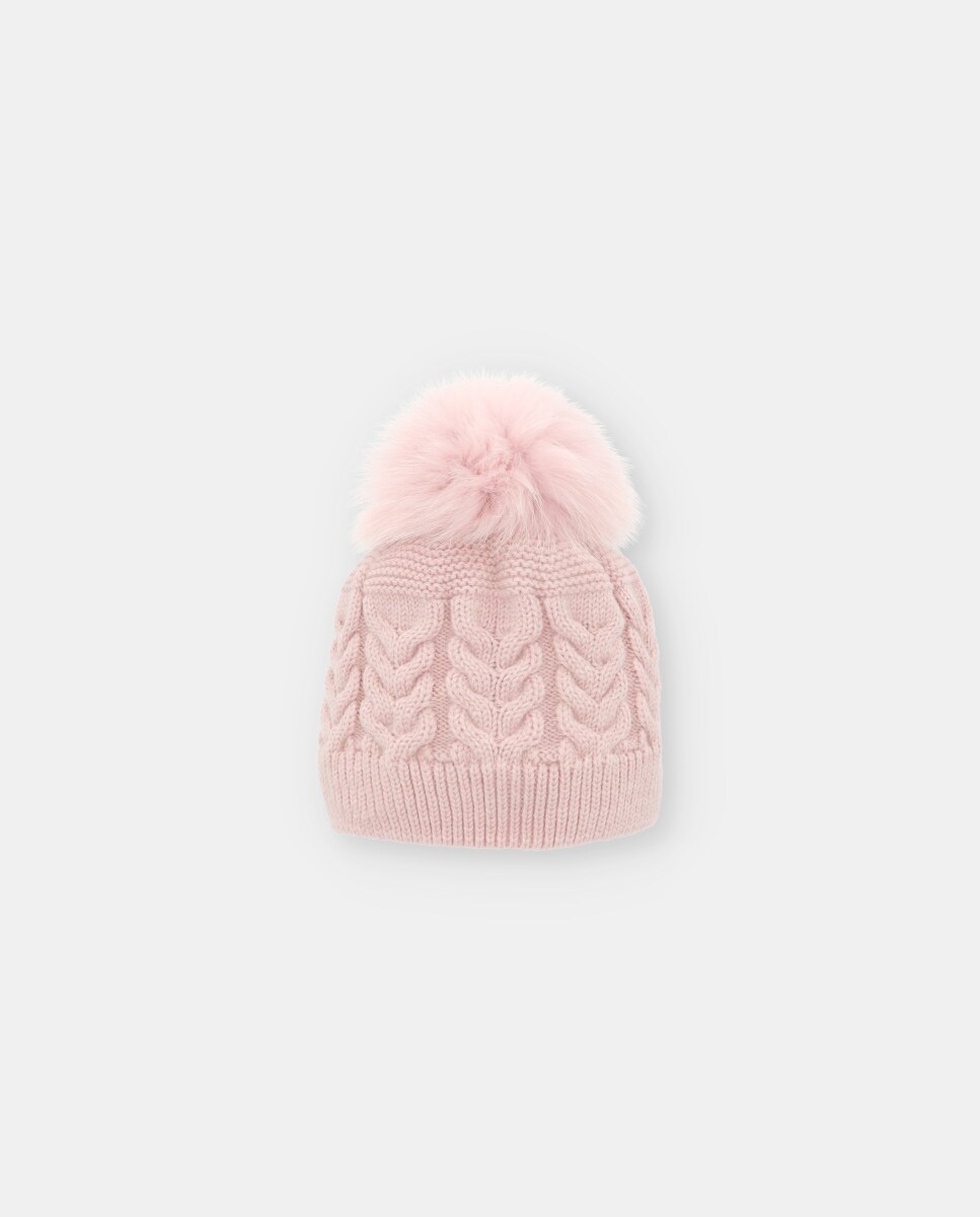 Rosa Empolvado Gorro Bebe Pompon Gorro Orejero Pompón Pelo Rosa