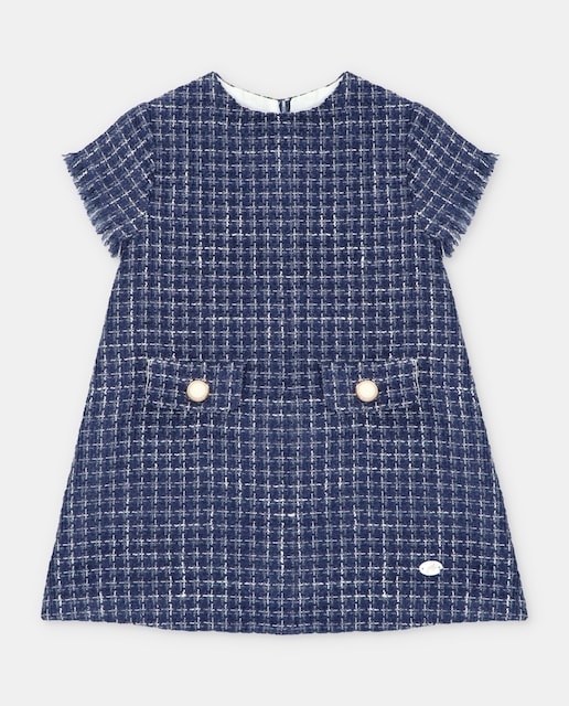 Imagen 0 de Vestido de bebé niña de tela con microestampado en azul