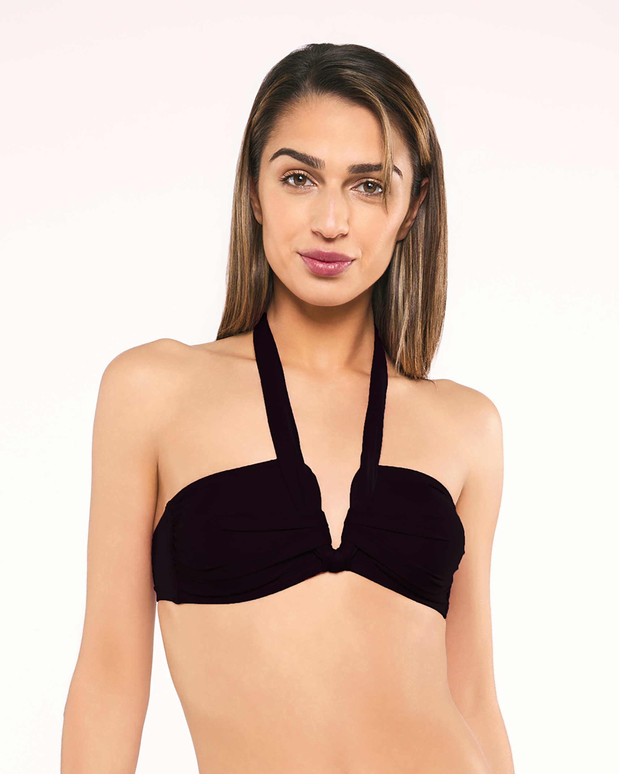Red Point - Sujetador de bikini sali bando foam 'v' copa b tirante atado cuello.