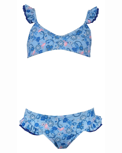 Imagen 0 de Bikini de niña Flami con estampado floral y volantes